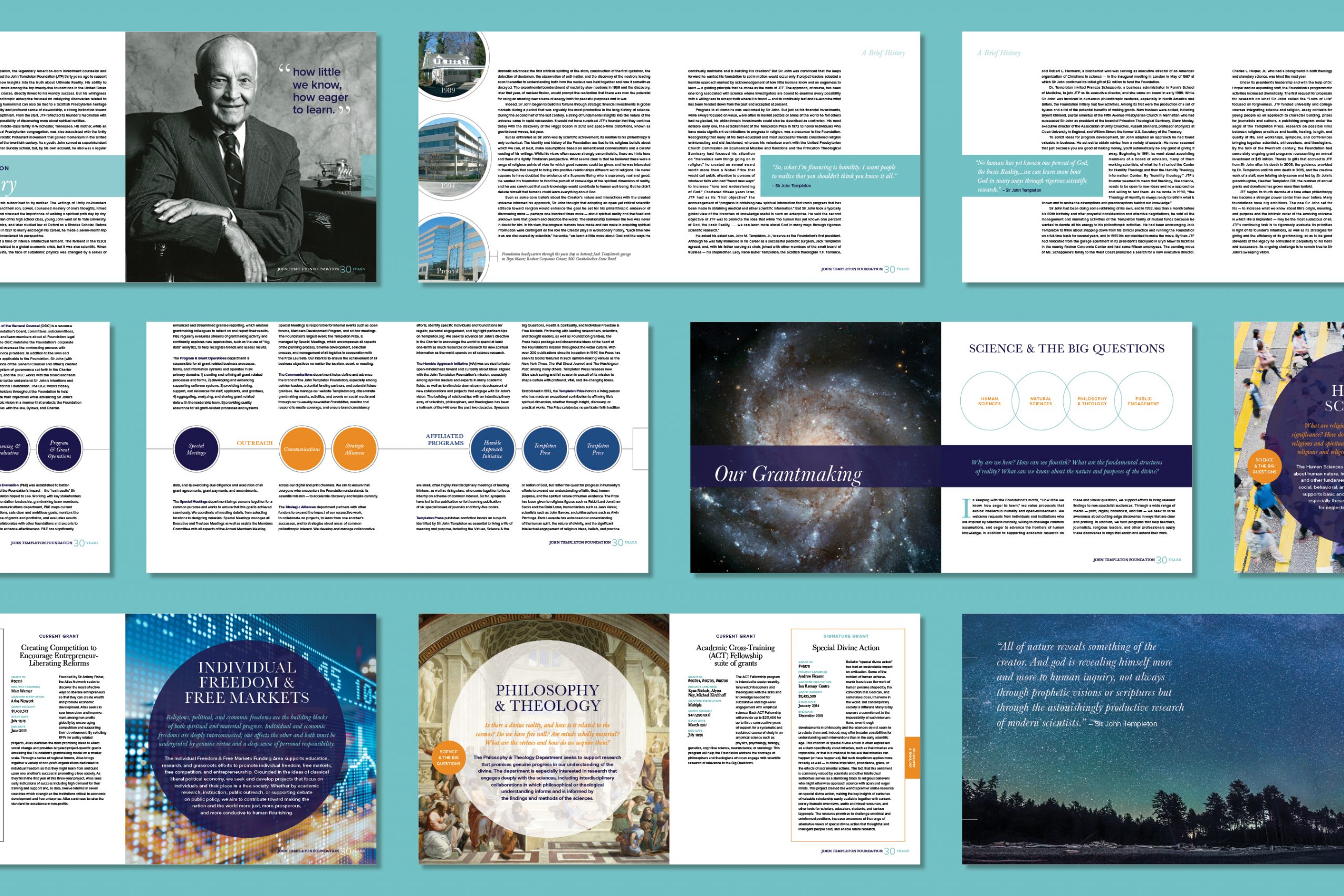 pages from John Templeton Foundation 30 year Anniversary book